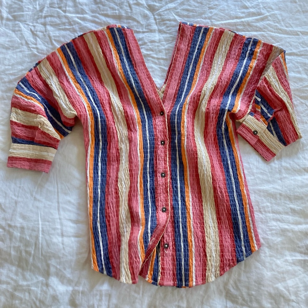 Mara Hoffman Bianca top in Rainbow Stripe